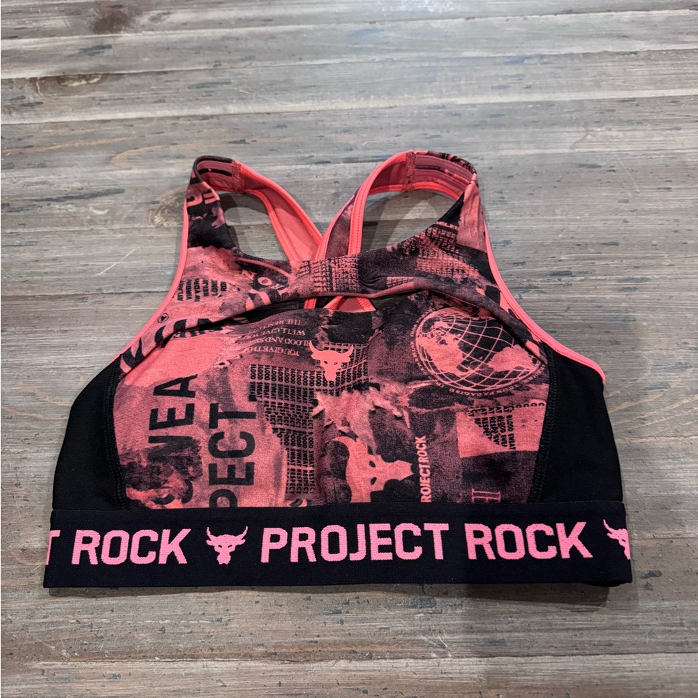 Under Armour Project Rock Black and Pink Sports Bra
